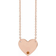 14K Rose Natural Citrine Engravable Heart 18" Necklace