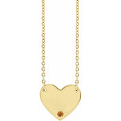 14K Yellow Natural Citrine Engravable Heart 18" Necklace