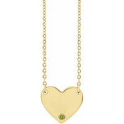 14K Yellow Natural Peridot Engravable Heart 18" Necklace