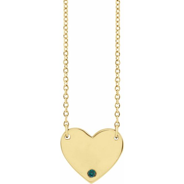 14K Natural Alexandrite Engravable Heart 18" Necklace