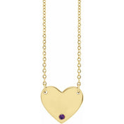 14K Natural Amethyst Engravable Heart Necklace with 18" Chain