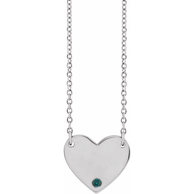 14K Natural Alexandrite Engravable Heart 18" Necklace