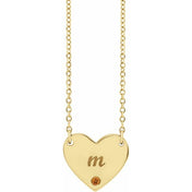 14K Yellow Natural Citrine Engravable Heart 18" Necklace