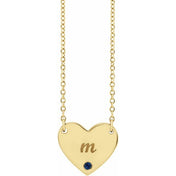 14K Yellow Natural Blue Sapphire Engravable Heart 18" Necklace