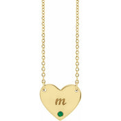 14K Lab-Grown Emerald Engravable Heart 18" Necklace