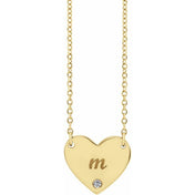 14K Yellow Natural White Sapphire Engravable Heart 18" Necklace