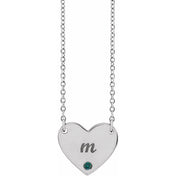 Sterling Silver Natural Alexandrite Engravable Heart 18" Necklace