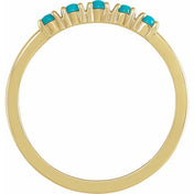 14K Yellow Natural Turquoise Cabochon Stackable Ring - Stunning Jewelry by Brand