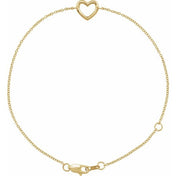 14K Yellow Heart 6 1/2-7 1/2" Bracelet