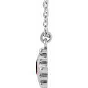 14K White Natural Mozambique Garnet Bezel-Set Beaded 16-18" Necklace