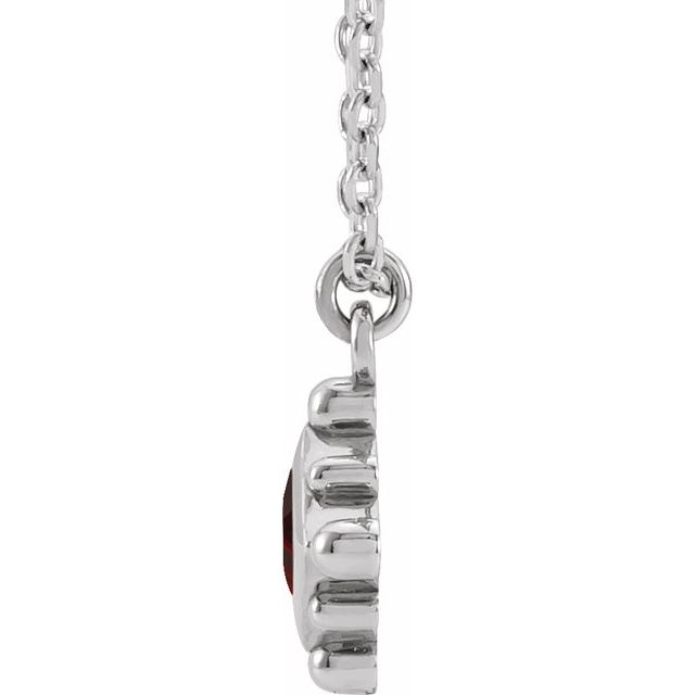 14K White Natural Mozambique Garnet Bezel-Set Beaded 16-18" Necklace