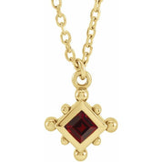 14K Yellow Natural Mozambique Garnet Bezel-Set Beaded 16-18" Necklace