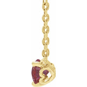 14K Yellow Natural Rhodolite Garnet Solitaire 18" Necklace