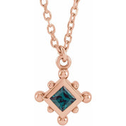14K Rose Lab-Grown Alexandrite Bezel-Set Beaded 16-18" Necklace