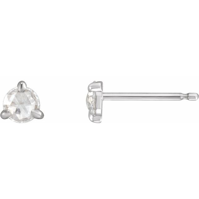 Sterling Silver 1/8 CTW Rose-Cut Natural Diamond Stud Earrings