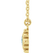 14K Yellow Natural Aquamarine Bezel-Set Beaded 16-18" Necklace