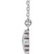 14K White Natural Aquamarine Bezel-Set Beaded 16-18" Necklace