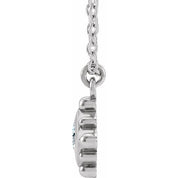 14K White Natural White Sapphire Bezel-Set Beaded 16-18" Necklace