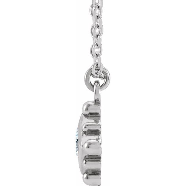 14K White Natural White Sapphire Bezel-Set Beaded 16-18" Necklace