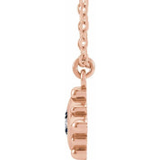 14K Rose Natural White Sapphire Bezel-Set Beaded 16-18" Necklace