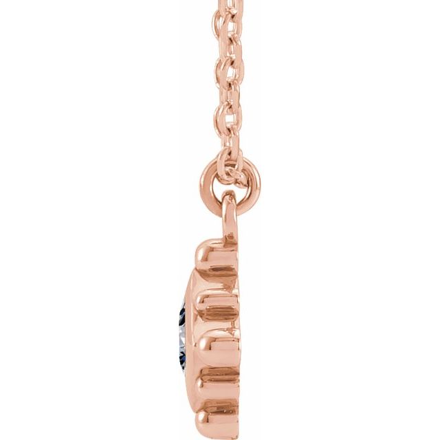 14K Rose Natural White Sapphire Bezel-Set Beaded 16-18" Necklace