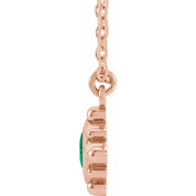 14K Rose Lab-Grown Emerald Bezel-Set Beaded 16-18" Necklace