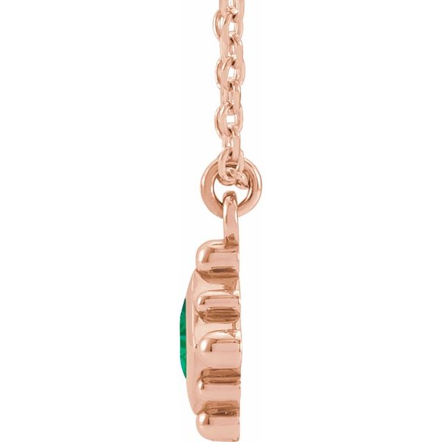 14K Rose Lab-Grown Emerald Bezel-Set Beaded 16-18" Necklace