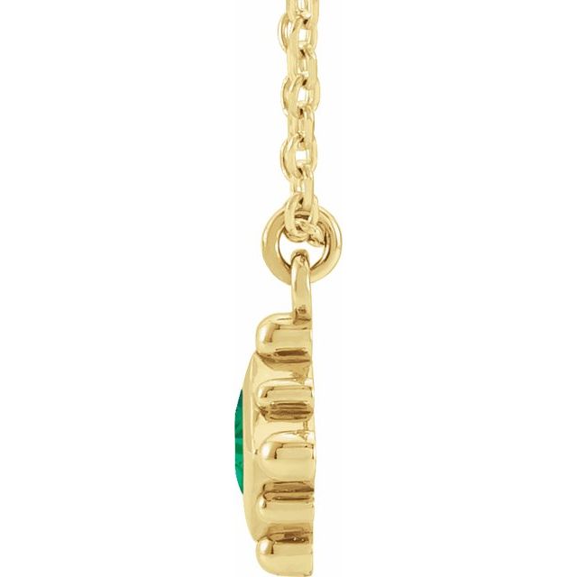 14K Yellow Lab-Grown Emerald Bezel-Set Beaded 16-18" Necklace