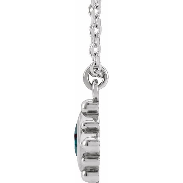 14K White Lab-Grown Alexandrite Bezel-Set Beaded 16-18" Necklace