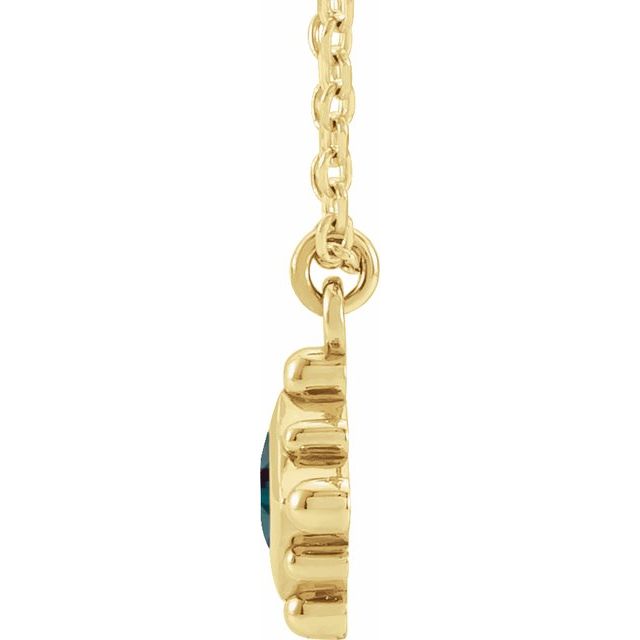 14K Yellow Lab-Grown Alexandrite Bezel-Set Beaded 16-18" Necklace