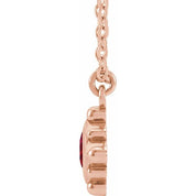 14K Rose Natural Ruby Bezel-Set Beaded 16-18" Necklace