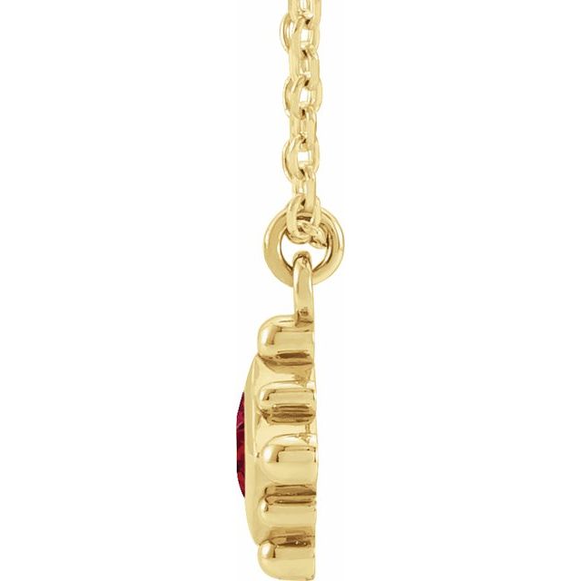 14K Yellow Natural Ruby Bezel-Set Beaded 16-18" Necklace