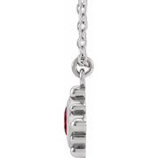 14K White Natural Ruby Bezel-Set Beaded 16-18" Necklace