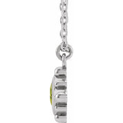 14K White Natural Peridot Bezel-Set Beaded 16-18" Necklace