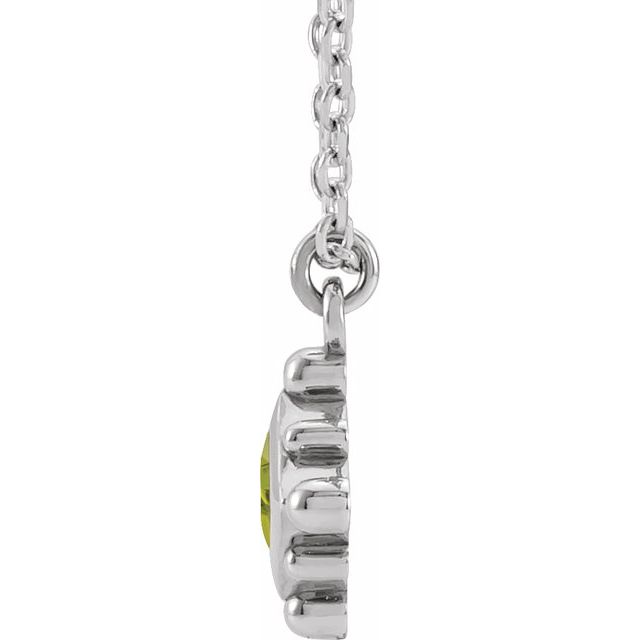 14K White Natural Peridot Bezel-Set Beaded 16-18" Necklace