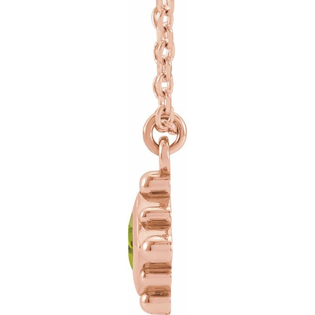 14K Rose Natural Peridot Bezel-Set Beaded 16-18" Necklace