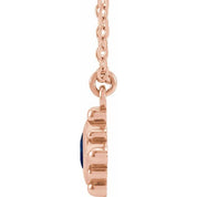 14K Rose Lab-Grown Blue Sapphire Bezel-Set Beaded 16-18" Necklace