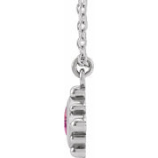 14K White Natural Pink Tourmaline Bezel-Set Beaded 16-18" Necklace