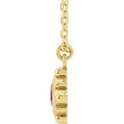 14K Yellow Natural Pink Tourmaline Bezel-Set Beaded 16-18" Necklace