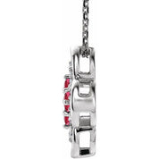 14K White Lab-Grown Ruby & .08 CTW Natural Diamond Clover 18" Necklace