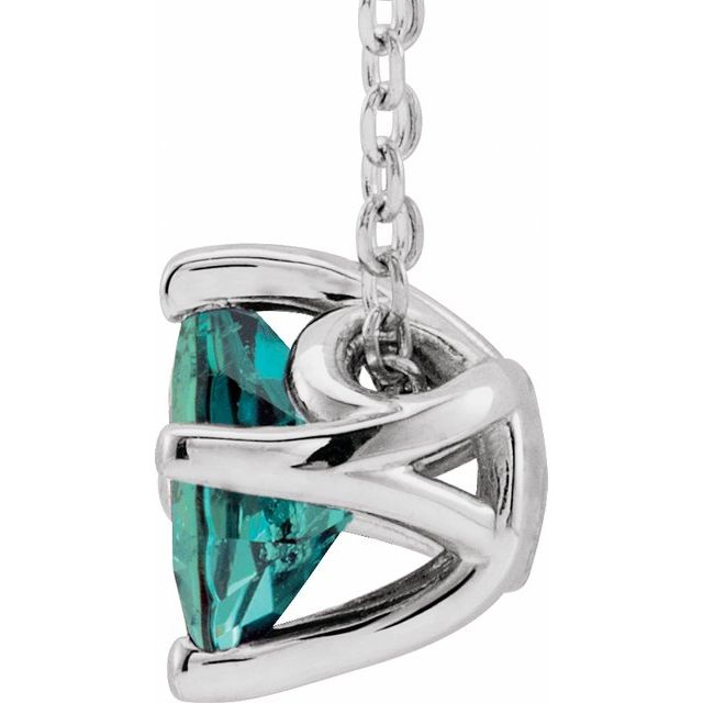 Platinum 5x5 mm Square Lab-Grown Alexandrite Solitaire 16-18" Necklace
