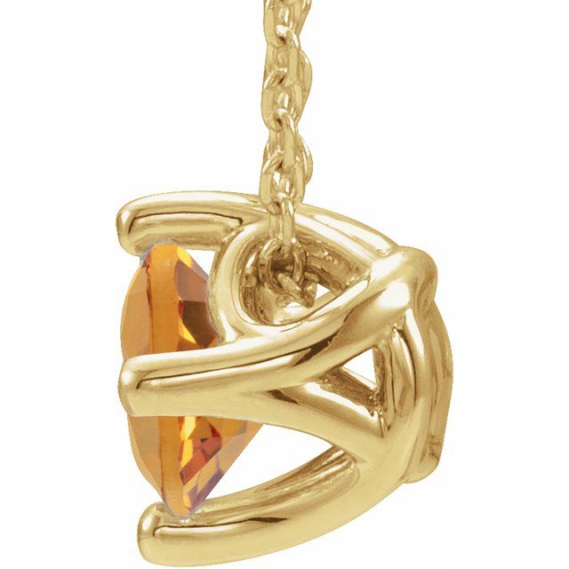 14K Yellow 5x5 mm Square Natural Citrine Solitaire 16-18" Necklace
