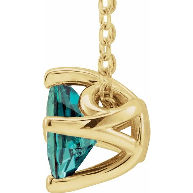 14K Yellow 5x5 mm Square Lab-Grown Alexandrite Solitaire 16-18" Necklace