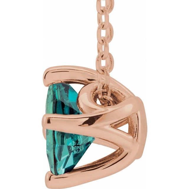 14K Rose 5x5 mm Square Lab-Grown Alexandrite Solitaire 16-18" Necklace