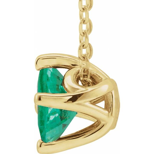 14K Yellow 5x5 mm Square Lab-Grown Emerald Solitaire 16-18" Necklace