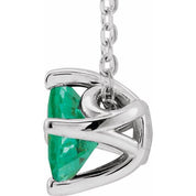 14K White 5x5 mm Square Lab-Grown Emerald Solitaire 16-18" Necklace