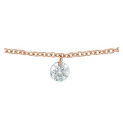 14K Rose 1/6 CT Drilled Natural Diamond Solitaire 6 1/2-7 1/2" Bracelet