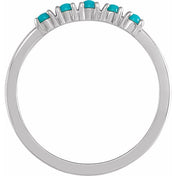 Platinum Natural Turquoise Cabochon Stackable Ring