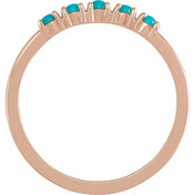 14K Rose Natural Turquoise Cabochon Stackable Ring