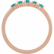 14K Rose Natural Turquoise Cabochon Stackable Ring